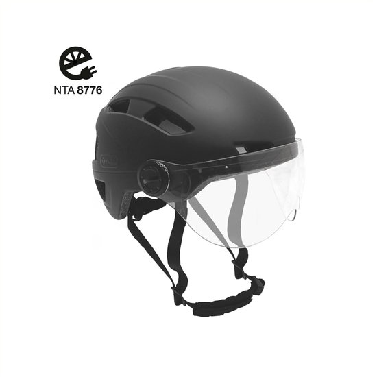 Falkx Snorscooter / Speed Pedelec Helm Met Vizier - Maat M (55-58CM) - Mat Zwart - Unisex - NTA 8776 Goedgekeurd - Geschikt Voor Helmplicht