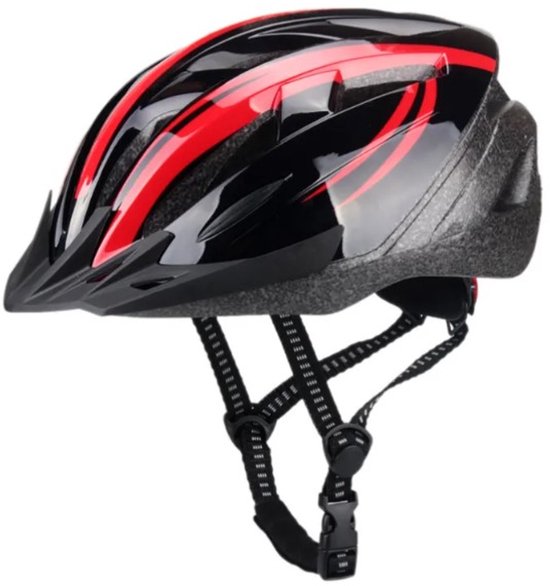 Falkx Unisex fietshelm - polycarbonaat - rood/zwart - maat M (55-58 cm) - NEN-EN 1078:2012+A1:2012