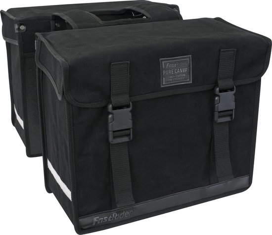 Fastrider Canvas 36 Dubbele Fietstas Zwart - 47L van FastRider