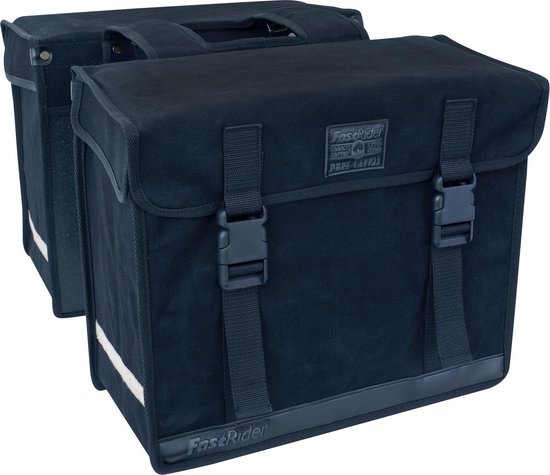 Fastrider Dubbele Canvas Fietstas Led Medium - Blauw DMG
