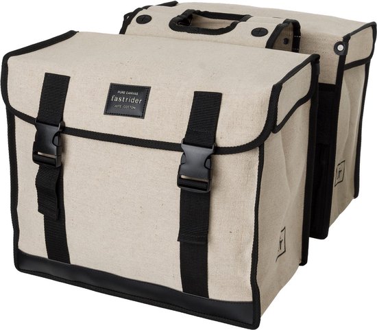 Fastrider Fastrider Canvas Jute/Katoen Dubbele Fietstas Basics - Undyed - 56L