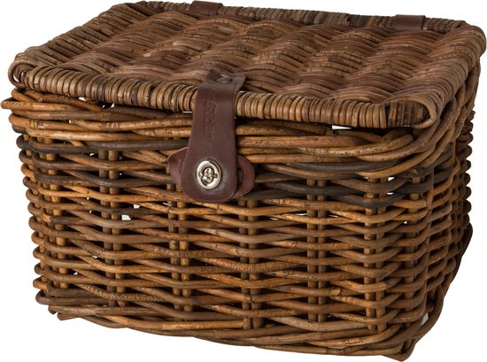 Fastrider Sera Rotan Fietsmand - Bruin - 17L - Handgemaakt - met Klep van Merkloos