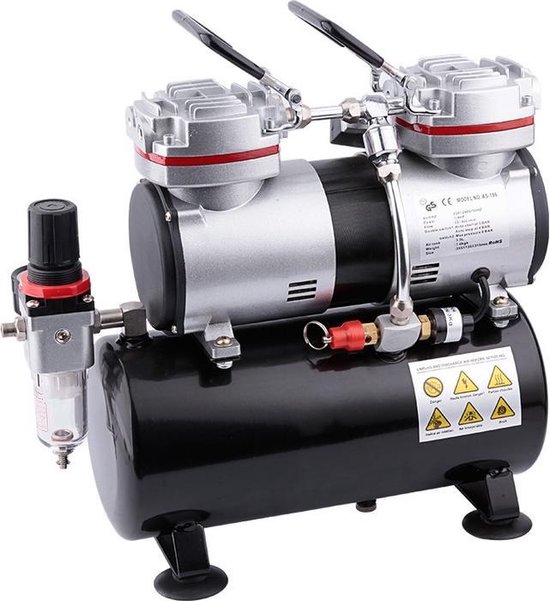 Fengda FD-196(AS-196) Airbrush mini compressor - met luchttank - max 6 bar