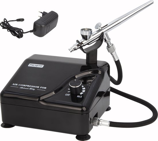 Fengda Profesional Airbrush Kit met slimme compressor AS-207K voor tattoo, model, taartdecoratie, automotive grafisch enzovoort
