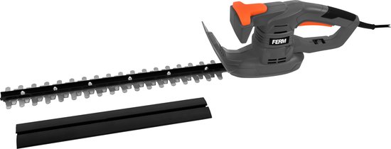 FERM - HTM1007 - Heggenschaar - Lengte blad: - 450mm - Vermogen: - 450W - Powerline - Soft grip - Met Beschermhoes - Veiligheidsschakelaar - Grijs - Keurmerken: - GS - TÜV - CE van Ferm