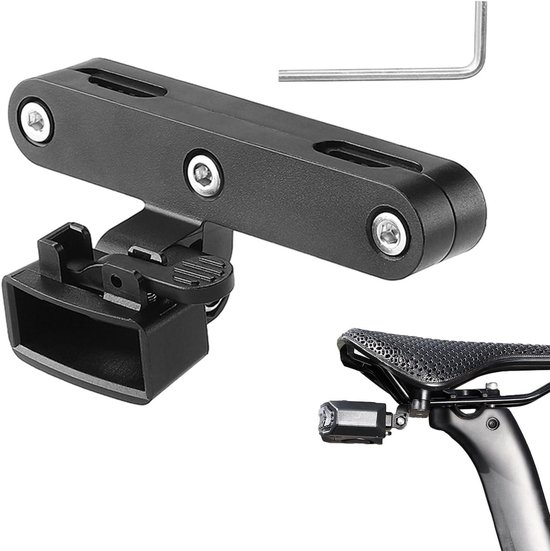 Fiets achterlicht houder - Zadelbevestiging - Verbeterde Zichtbaarheid - Inclusief montagesleutel - 8.4 x 3.1 cm - Zwart