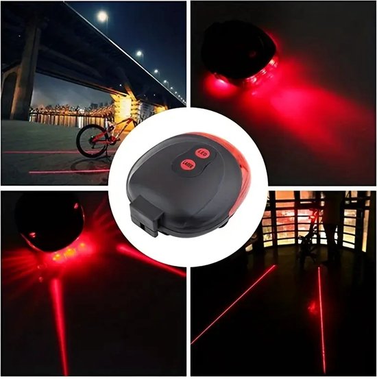 Fiets Achterlicht LED-Laser -Fietslamp-Laser Fiets Achterlicht - Led Fietsverlichting Laser- Rood Achterlicht