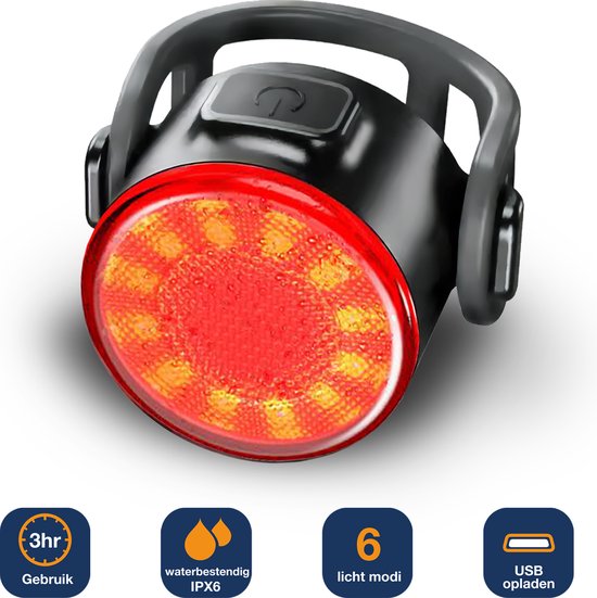 Fiets Achterlicht - LED - Li-ion accu - USB Oplaadbaar