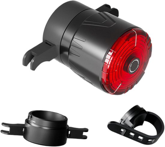Fiets achterlicht - LED staartlicht - Veilig fietsen - Automatische remdetectie - 350 mAh batterij - Zwart