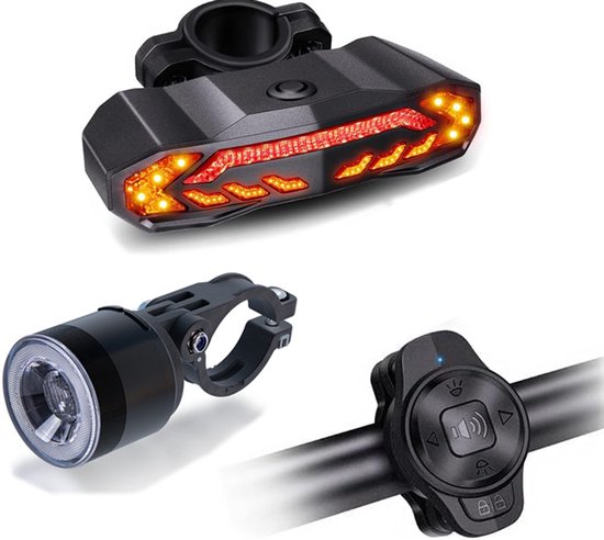 Fiets Achterlicht met Richtingaanwijzer en Fietsalarm - Fietsverlichting - Fietslamp - Richtingaanwijzer met Afstandsbediening - Waterdicht - Fiets Knipperlicht - Racefiets Verlichting - Anti Diefstal Alarm - Stijl 3：Voorlicht fiets & Achterlicht