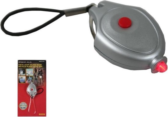 Fiets Achterlicht Rood – LED – Knipper & Continu – Batterij – Zilver