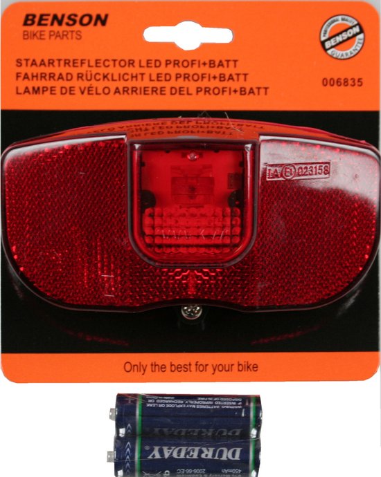 Fiets achterlicht / staartreflector - LED - universeel - batterijachterlicht met reflector - fietsverlichting / achterlichten