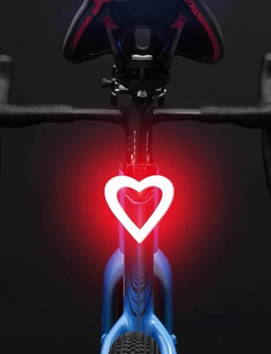 Fiets Achterlicht - Veiligheidslamp Fiets - Fietsen Veiligheid - Creatieve Vorm - 8 x 7 x 65 cm - Hart