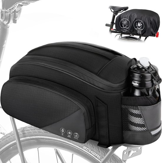 Fiets Bagagedragertas, 12l, waterdicht en reflecterend, voor bagagedrager, 3-in-1 geschikt als fietstas, schoudertas en handtas met regenbescherming voor pendelen, winkelen van SPGOOD