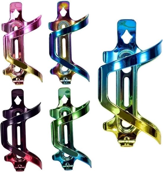 Fiets Bidonhouder - Fleshouder Fiets - Fietsen Onderweg - Aluminium Legering - 145x68x81mm - Regenboog