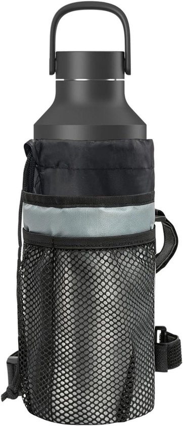 Fiets Bidonhouder - Fleshouder Tas - Onderweg Drinken - Verstelbare Riem - 26.5 x 18 x 2 cm - Grijs