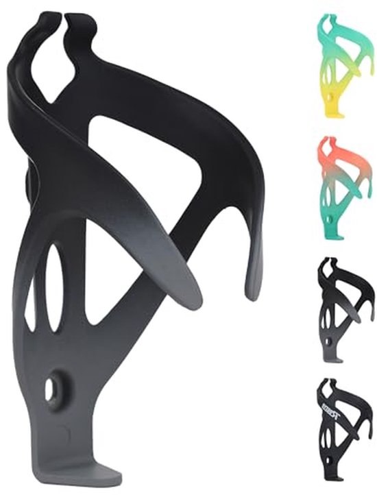 Fiets bidonhouder - Flessenhouder fiets - Fles meenemen - Lichtgewicht kunststof - 7.6 x 4 x 14.5 cm - Zwart grijs