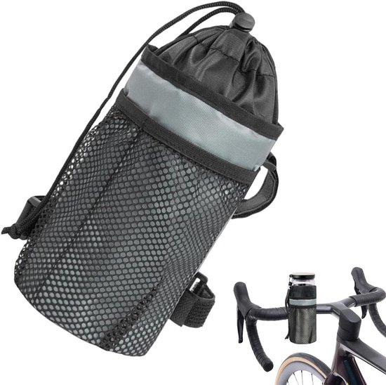 Fiets Bidonhouder - Stuur Fleshouder - Onderweg Drinken - Verstelbaar Geïsoleerd - 26.5 x 18 cm - Grijs
