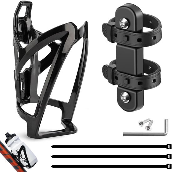 Fiets bidonhouder - vast frame - bidonhouder, fiets bidonhouder zwart, met beugelverbetering, lichtgewicht en duurzaam, geschikt voor mountainbike racefiets bidonhouder (zwart 1) van Merkloos