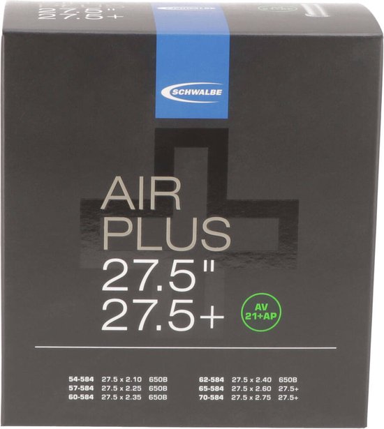 Fiets Binnenband Schwalbe AV21+AP Air Plus 27.5" / 54/70-584 - 40mm Autoventiel van Schwalbe