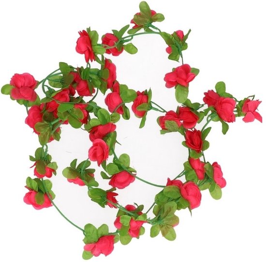 Fiets bloemenslinger - fuchsia - stuur of frame versiering - 220 cm - bloemen van Merkloos