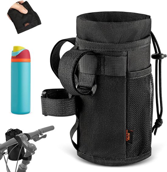 Fiets Drankhouder - Flessenhouder Stuur - Onderweg Drinken - Zonder Schroeven Bevestiging - 350-715ml Flessen - Zwart