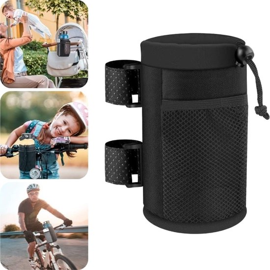 Fiets Drinkfles Houder zonder Schroeven met Mesh Compartment, Thermo-Isolatie en Geschikt voor Stuur en Kinderwagen