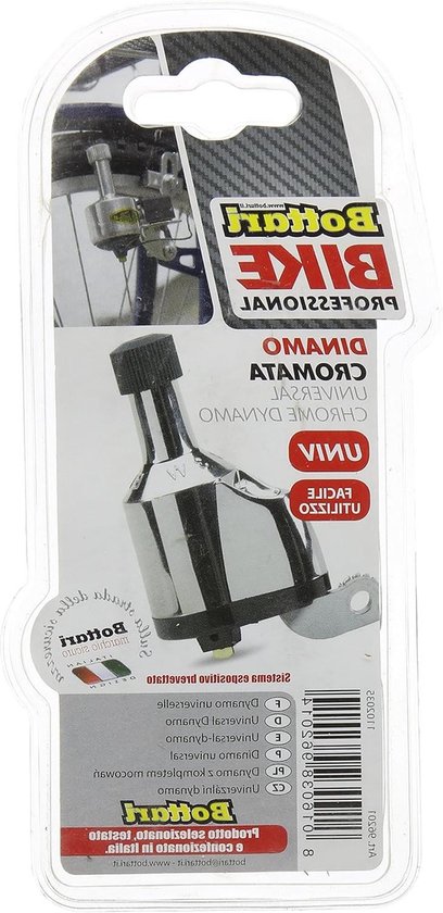 Fiets Dynamo - Universele dynamo - Fietsverlichting - Chroom afwerking - 15.8 x 6.6 cm - Zilver