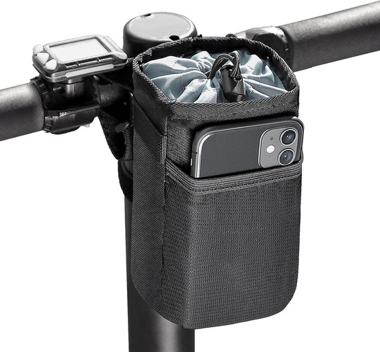 Fiets flessenhouder - Drinkfles houder - Hydratatie onderweg - Verstelbare riem - 16.5 x 9 x 9 cm - Zwart