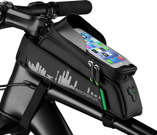 Fiets-frametas, waterdicht, telefoonhoesje, touchscreen voor mobiele telefoons tot 7,0 inch (17,0 cm) iPhone 14/13 Plus/Pro Max, Galaxy S23/S22 Ultra, Huawei P60 Pro/Mate50 van Lruvdox