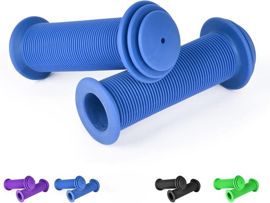 Fiets handvatten voor kinderen, 10 cm stuur handvatten voor kinderfietsen met maximale veiligheidsbescherming tegen impact, kinderfiets handvatten, rubberen handvatten voor steps, driewielers, kinderloopfietsen, kinderfietsen blauw van HASAGEI