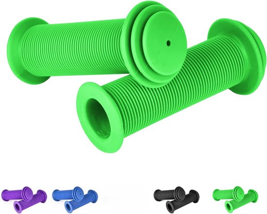 Fiets handvatten voor kinderen, 10 cm stuur handvatten voor kinderfietsen met maximale veiligheidsbescherming tegen impact, kinderfiets handvatten, rubberen handvatten voor steps, driewielers, kinderloopfietsen, kinderfietsen groen van Yizhet