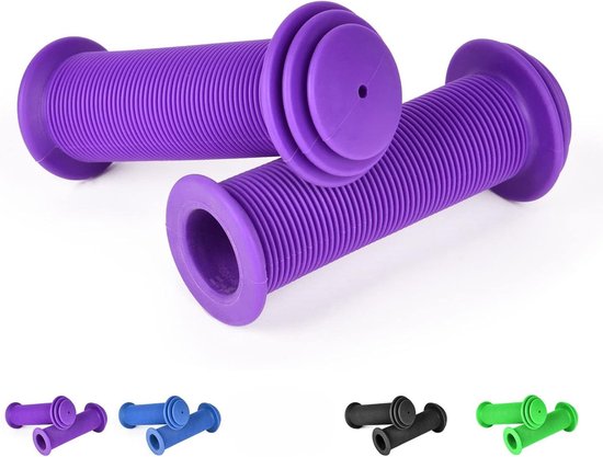 Fiets handvatten voor kinderen, 10 cm stuur handvatten voor kinderfietsen met maximale veiligheidsbescherming tegen impact, kinderfiets handvatten, rubberen handvatten voor steps, driewielers, kinderloopfietsen, kinderfietsen paars van Merkloos