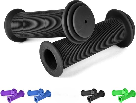 Fiets handvatten voor kinderen, 10 cm stuur handvatten voor kinderfietsen met maximale veiligheidsbescherming tegen impact, kinderfiets handvatten, rubberen handvatten voor steps, driewielers, kinderloopfietsen, kinderfietsen zwart van Chunhua