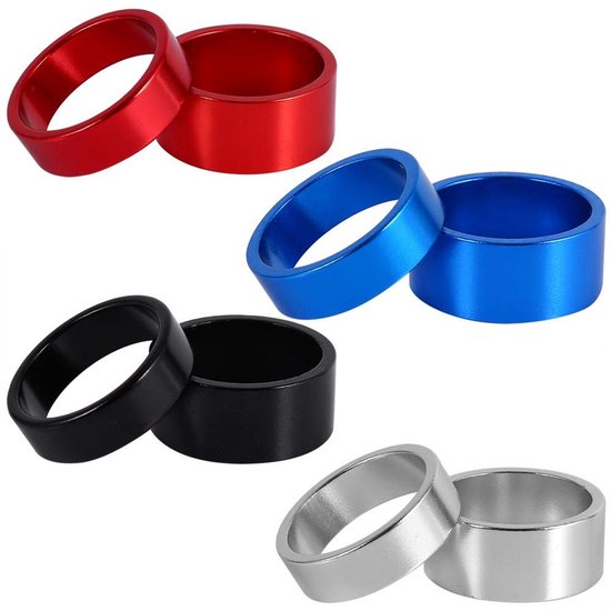 Fiets Headset Spacer - Aluminium - Voorstam Vork - 5mm/10mm/15mm/20mm - Mountainbike - Rood - Perfect voor Fietsaccessoires