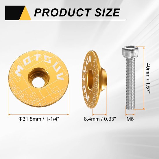 Fiets headset top cap 31,8 mm aluminium met M6 schroef geel