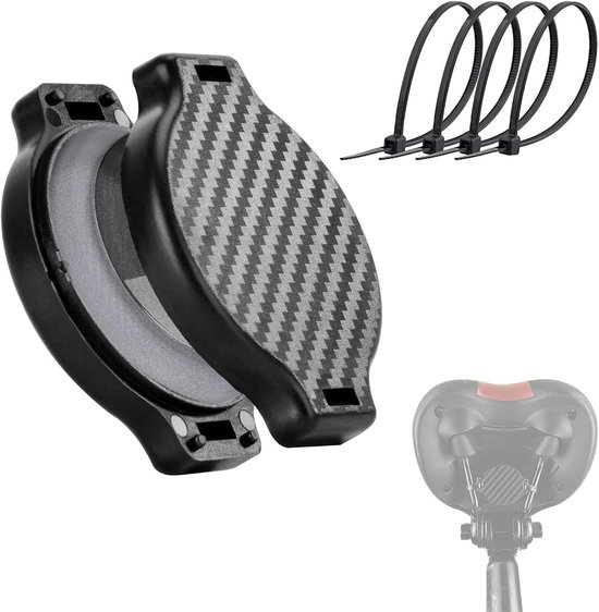 Fiets Houder voor AirTag, Verborgen en Waterdichte Bescherming Onder het Zadel, Anti-vibratie Fietsaccessoire met 4 Kabelbinders voor Veilig Fietsen