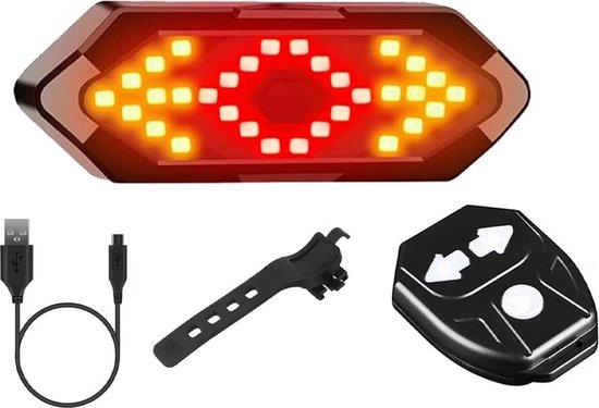 Fiets knipperlicht richtingaanwijzer LED - draadloos - werkt op accu van Merkloos