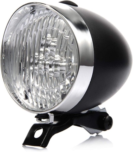 Fiets Koplamp - Retro Voorlicht - Veilig Fietsen - Twee Lichtstanden - IPX6 Waterdicht - Zwart