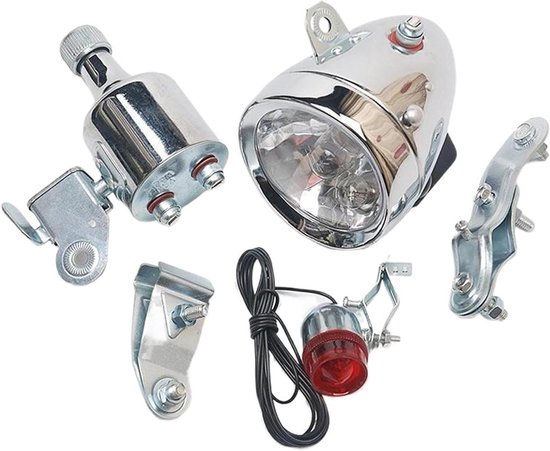 Fiets Licht Set - Dynamo Verlichting - Nachtelijk Fietsen - Slagvast Weerbestendig - 12V 6W - Wit