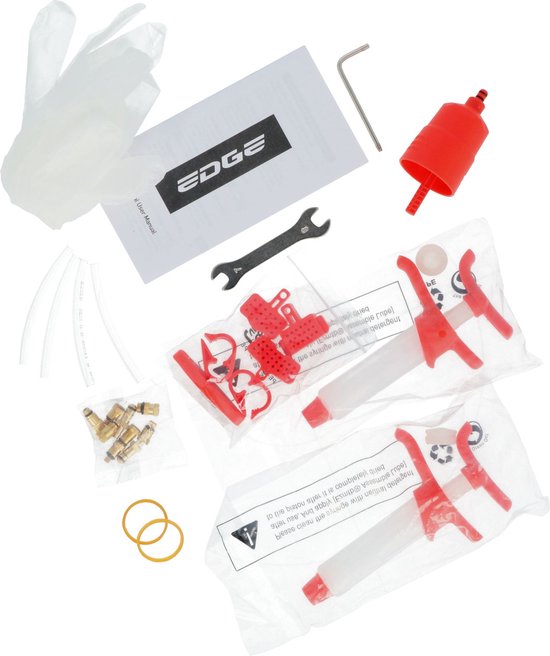 Fiets Ontluchtingsset schijfrem Edge Luxe - met metalen adapterset van Edge