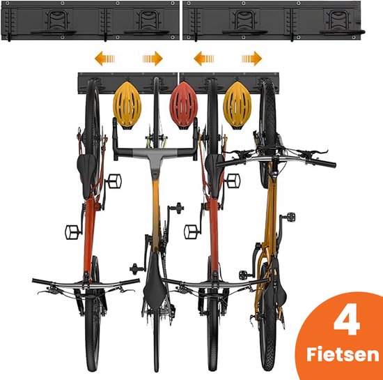 Fiets Ophangsysteem 4 fietsen – fiets haak - fiets ophangbeugel - fiets Muurbeugel - fietsenrek - tot 160kg van Merkloos
