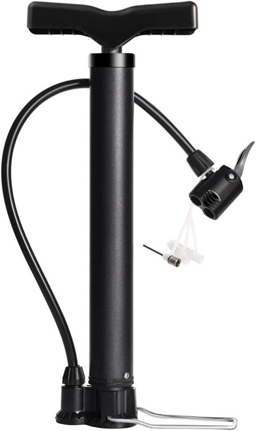 Fiets Pedaal Pomp - Vloerpomp Bandenpomp - Banden Oppompen - Dual-Action Ontwerp - 32 cm - Zwart