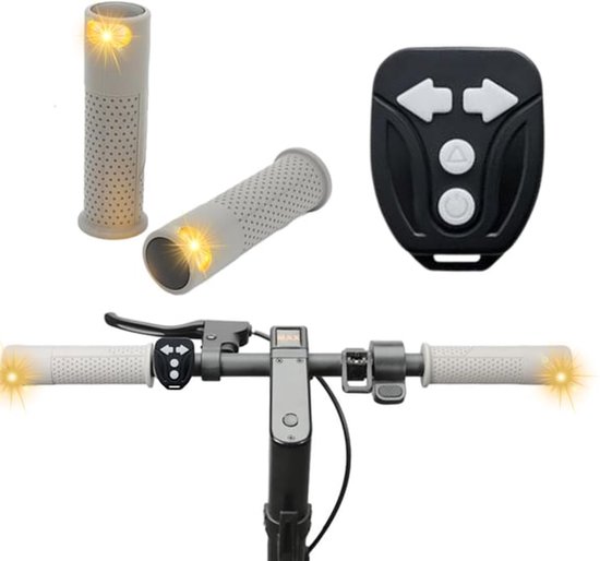 Fiets Richtingaanwijzer-E Scooter Knipperlicht-Stuurverlichting-USB Oplaadbaar-Draadloze Afstandsbediening-IPX5 Waterdicht-Grijs