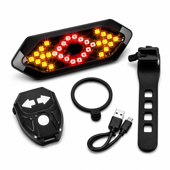 Fiets Richtingaanwijzer - Fietsverlichting met Knipperlicht - 900mAh USB Oplaadbaar - Waterbestendig - Stuurmontage - 120dB Claxon - Met Afstandsbediening van Fiets.