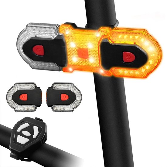 Fiets Richtingaanwijzer Set - Fiets Verlichting Achter - Veilig Fietsen - Draadloze Afstandsbediening - 22 x 17 x 3.5 cm