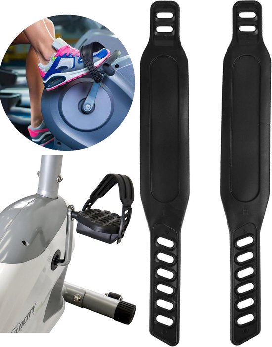 Fiets riemen - Pedal straps - 1 paar - 31 × 4,5 cm - Pedaalriemen hometrainer - Pedaalriem - Pedalen met riempjes - Pedaalriem voor stationaire fietsen - Universeel - Verstelbare lengte - Rubberen antislip - Straps - Fiets accessoires - Zwart van Merkloos