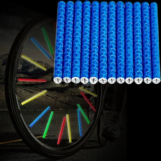 Fiets Spaak Reflector Blauw - Set 12 Stuks - Glow In The Dark - Spaakreflector - Spaakreflectoren Staafjes van LumAzur