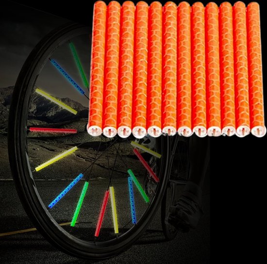 Fiets Spaak Reflector Oranje - Set 12 Stuks - Glow In The Dark - Spaakreflector - Spaakreflectoren Staafjes van Point-Virgule