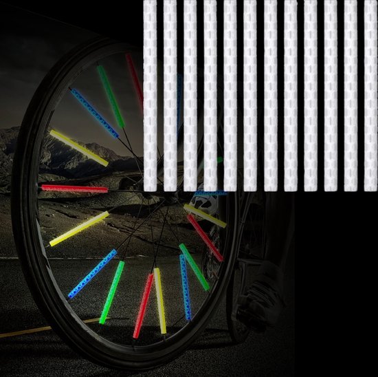 Fiets Spaak Reflector Wit - 12 Stuks - Glow In The Dark - Spaakreflector - Spaakreflectoren Staafjes van Merkloos